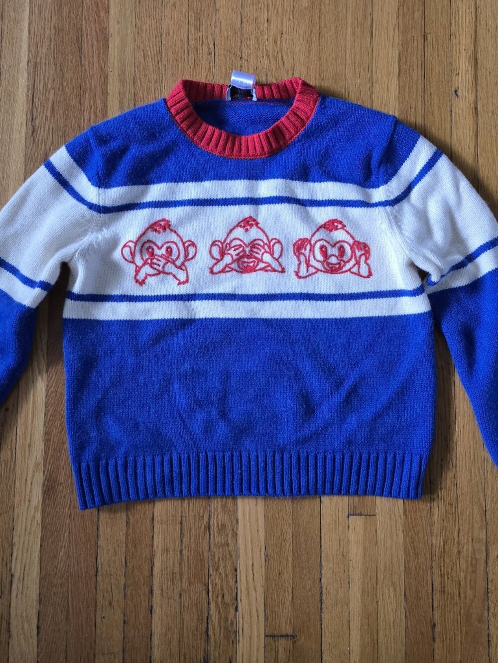 Paul & Joe Sister x Emoji Three Wise Monkeys Knit Sweater Blue
